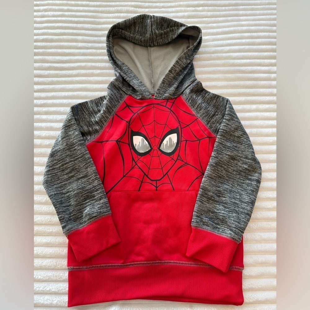 Marvel Red and Gray Spider Web Kids Hoodie